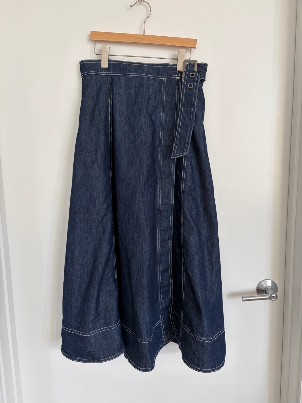Anthropologie Pilcro Side-Slit Denim A-Line Midi Skirt - Picture 2 of 8